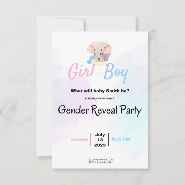 Gender Reveal Party & Baby Shower Invitation Inbjudningar (Framsida)