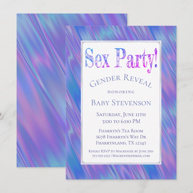 Gender Reveal Party | Blått Rosa Modern Boy eller  Inbjudningar (Fram/baksida)
