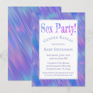 Gender Reveal Party Blått Rosa Modern Boy eller Inbjudningar