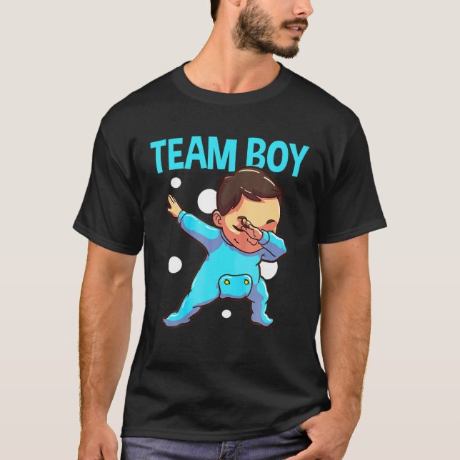 Gender Reveal Party Blue Baby Announcement Team Bo T Shirt (Framsida)