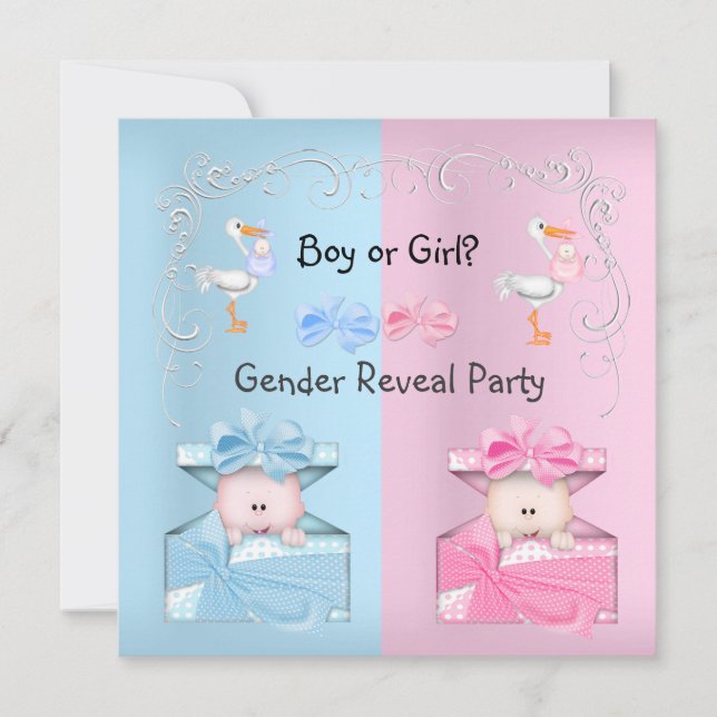 Gender Reveal Party Boy eller Girl Blue & Rosa Inbjudningar (Framsida)