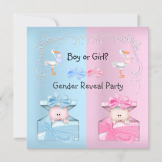 Gender Reveal Party Boy eller Girl Blue & Rosa Inbjudningar
