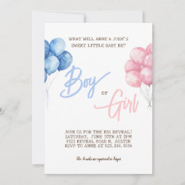 Gender Reveal Party Boy eller Girl Simple Script Inbjudningar