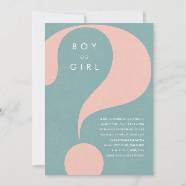 Gender Reveal Party Boy or Girl Invitation Inbjudningar (Framsida)
