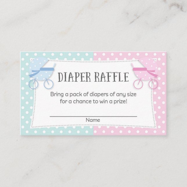 Gender Reveal Party Diaper Raffle Biljett Tilläggskort (Framsida)