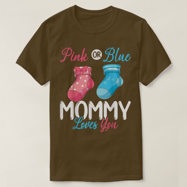 Gender Reveal Party framtida Gender Mamma Baby Par T Shirt (Design framsida)