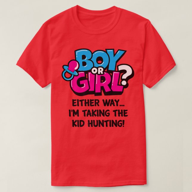 Gender Reveal Party Funny Hunting Älskare Kid Preg T Shirt (Design framsida)