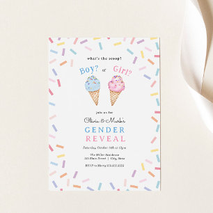 Gender Reveal Party Glass Scoop Inbjudningar