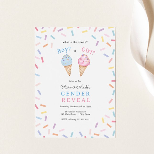 Gender Reveal Party Glass Scoop Inbjudningar (Skapare uppladdad)