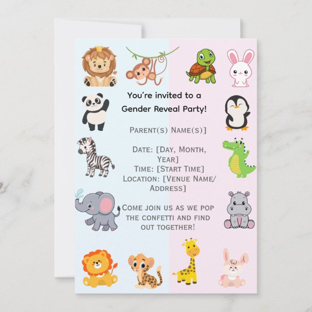 Gender Reveal Party Inbjudningar (Framsida)