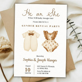 Gender reveal party invitation with pastel outfits inbjudningar