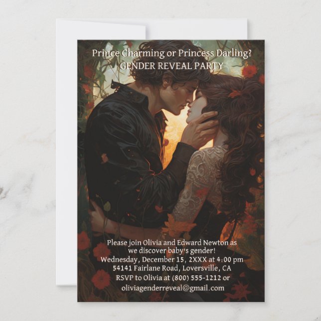 Gender Reveal Party Prince eller Princess Inbjudan (Framsida)