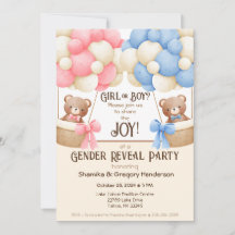Gender Reveal Party Rosa & Blue Balloon Bears