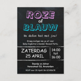Gender Reveal Party | Roze of Blauw | uitnodiging Inbjudningar
