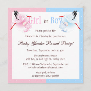 Gender Reveal Party Stork Delivery Baby Inbjudningar