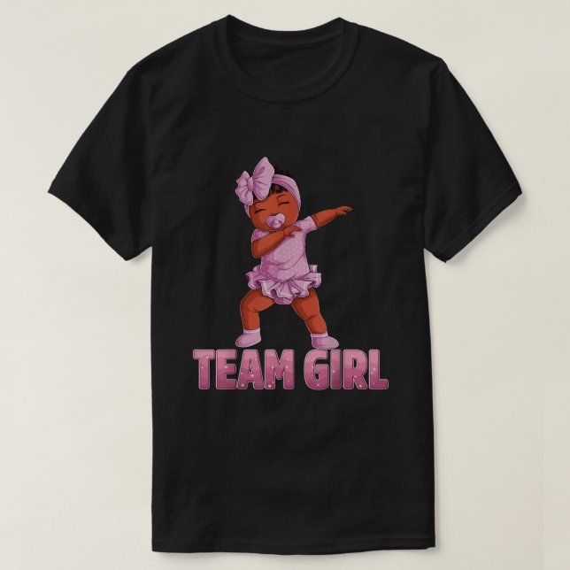 Gender Reveal Party Team Black Girl Baby Announcem T Shirt (Design framsida)