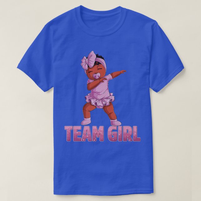 Gender Reveal Party Team Black Girl Baby Announcem T Shirt (Design framsida)