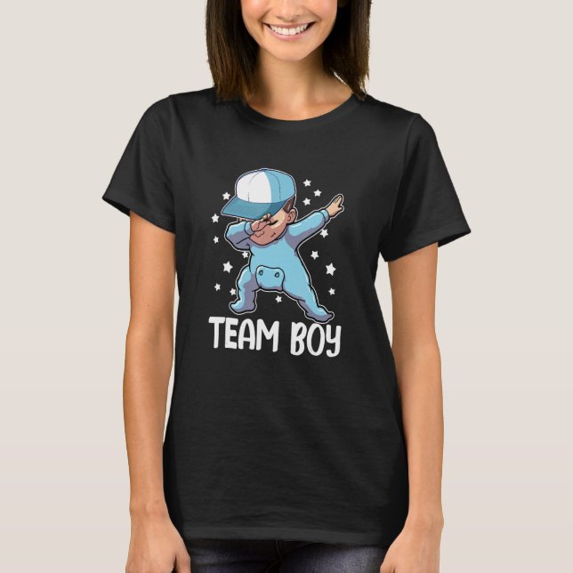Gender Reveal Party Team Boy Cute Dabbing Baby T Shirt (Framsida)