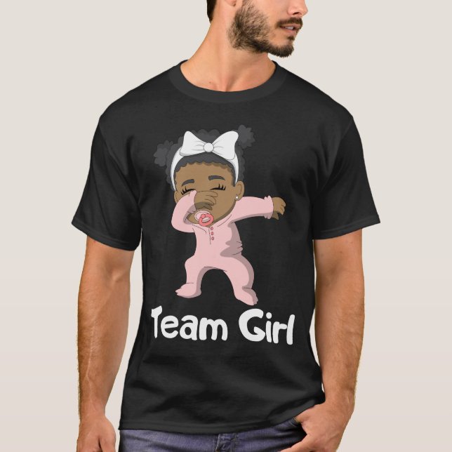 Gender Reveal Party Team Girl Dabbing Black Baby T Shirt (Framsida)