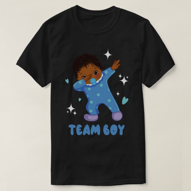 Gender Reveal Party Team, pojke Baby Announcement  T Shirt (Design framsida)