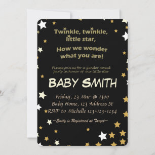 Gender Reveal Party, Twinkle Twinkle Little Star, Inbjudningar