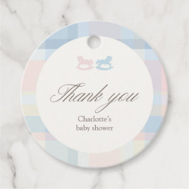 Gender Reveal Pink Blue Teddy Bear Round Favor Tag Gåvor Etiketter