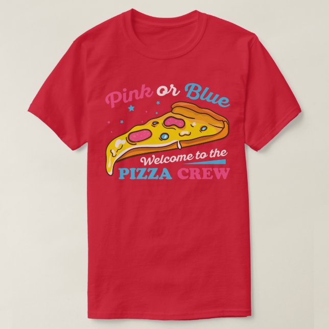 Gender Reveal Pizza Design för ett Pizza Älskare T Shirt (Design framsida)