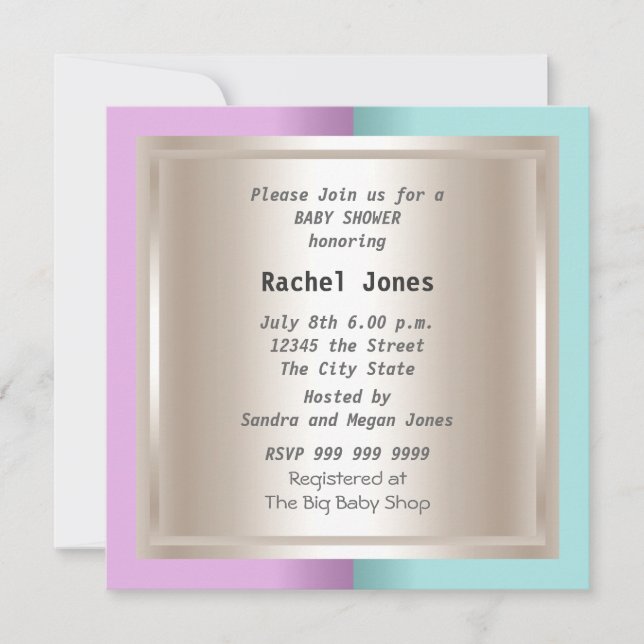 Gender Reveal Rosa Blue Cream Baby Shower Party Inbjudningar (Framsida)