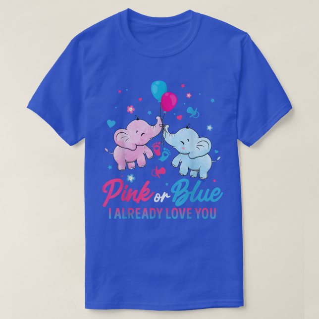 Gender Reveal Rosa eller Blue Boy eller Girl Eleph T Shirt (Design framsida)