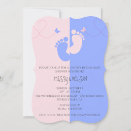 Gender Reveal Rosa Girl Blue Pojke-inbjudan Spara Datumet