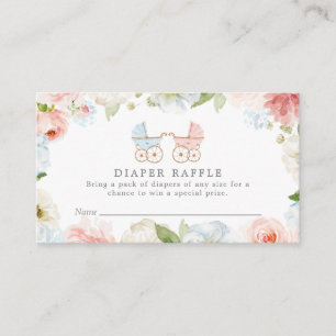 Gender Reveal Rosa och Blue Diaper Raffle Tilläggskort