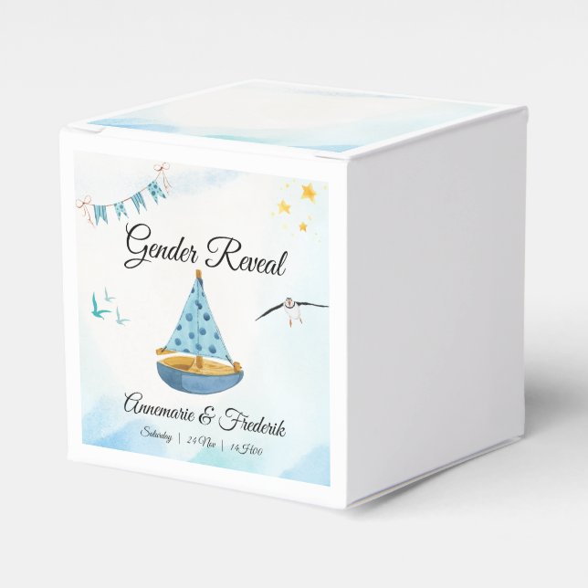 Gender Reveal Sailboat Presentaskar (Framsidan Sidan)