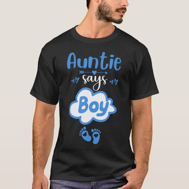Gender Reveal Says Boy Baby Anouncement Bab T Shirt (Framsida)