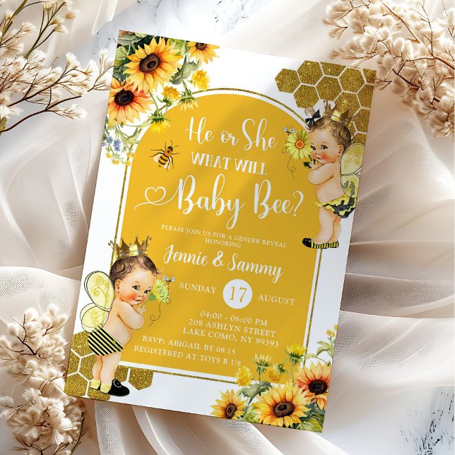 Gender Reveal Solroshonungsbi Inbjudningar (Skapare uppladdad)