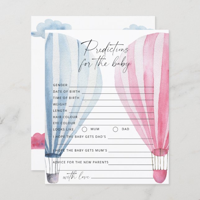 Gender Reveal-spelet - förutsägelser och råd i bab (Fram/baksida)