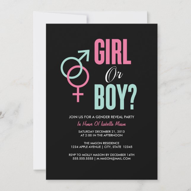 Gender Reveal| Svarta Partyet Inbjudan (Framsida)