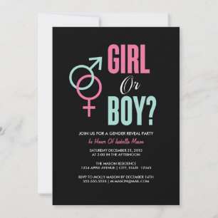 Gender Reveal Svarta Partyet Inbjudan