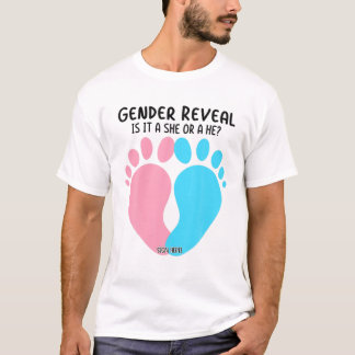 Gender Reveal Team Blue Rosa Gravid Baby Outfit T Shirt