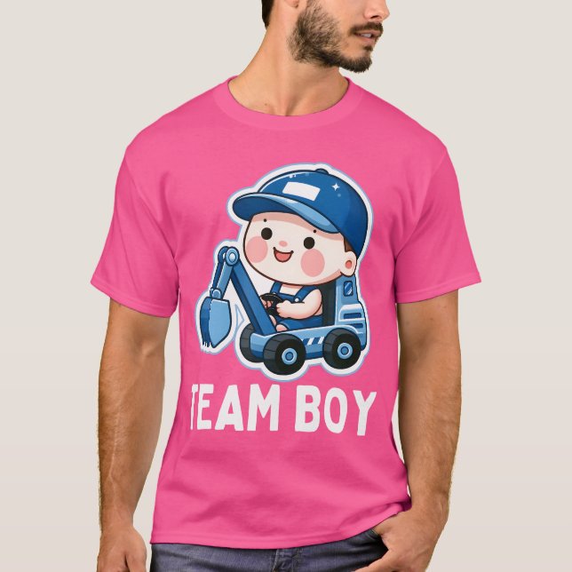 Gender Reveal Team Boy Blue Party Baby Announcemen T Shirt (Framsida)