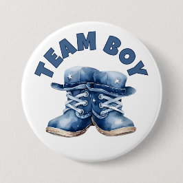 Gender Reveal Team Boy Cute Little Blue Baby Boots Knapp