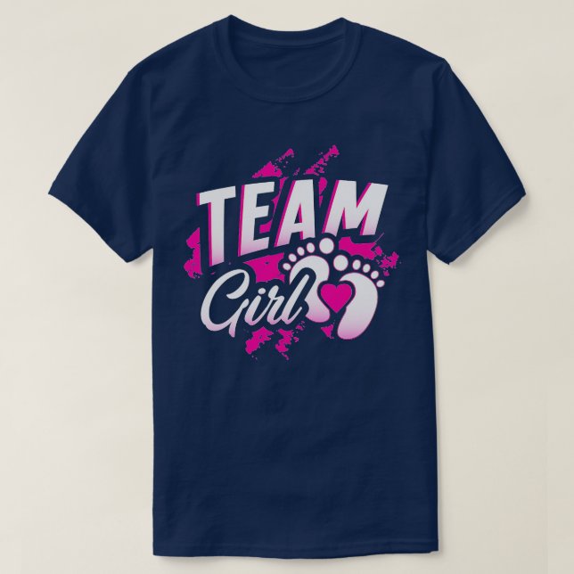 Gender Reveal Team Girl Baby Shower Party Gift Pin T Shirt (Design framsida)