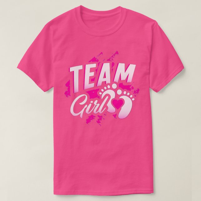 Gender Reveal Team Girl Baby Shower Party Gift Pin T Shirt (Design framsida)