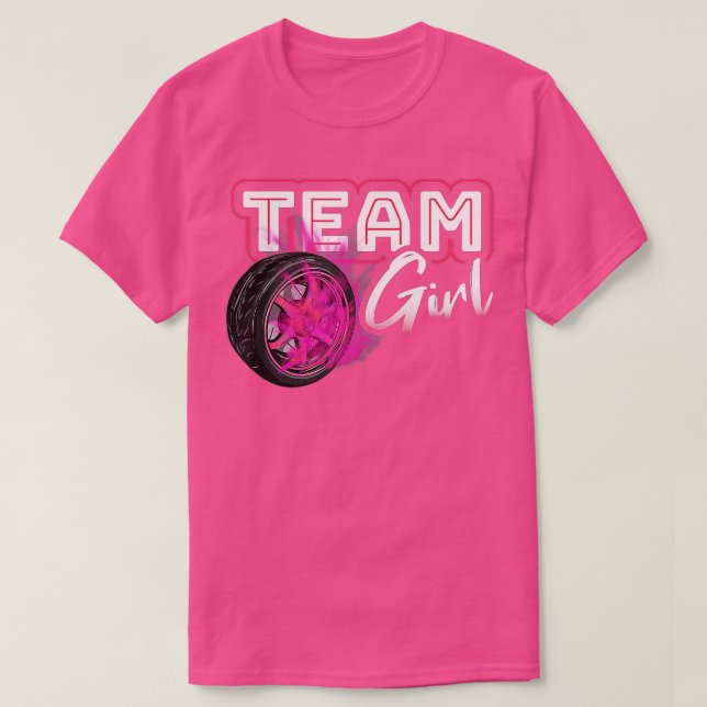 Gender Reveal Team Girl Burnouts Baby Shower Party T Shirt (Design framsida)