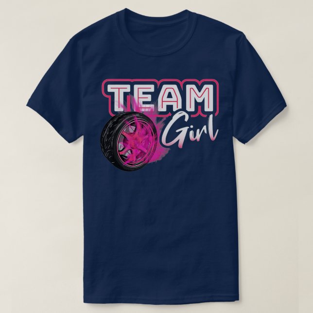 Gender Reveal Team Girl Burnouts Baby Shower Party T Shirt (Design framsida)