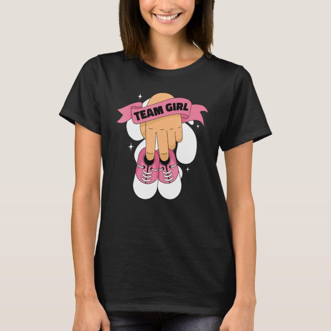 Gender Reveal Team Girl Flicka Shoes T Shirt (Framsida)