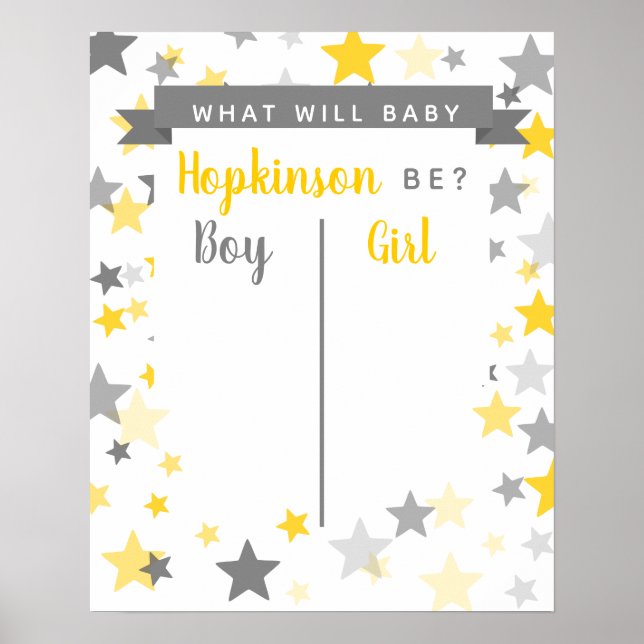 Gender Reveal votering Poster party skylt eller fl (Framsidan)