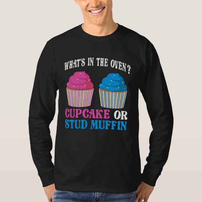 Gender Reveal What's In The Oven Cupcake or Stud M T Shirt (Framsida)