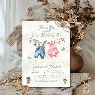 Gender Reveal Wildblommor Boho babydusch Inbjudningar