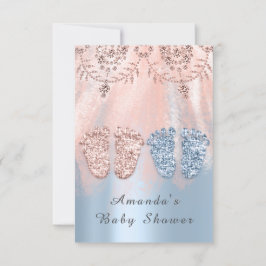 Gender Revival Feet Silver Girl Boy Royal Twilling Inbjudningar