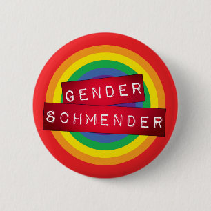 "Gender Schmender" röd, präglad etiketttillverkart Knapp